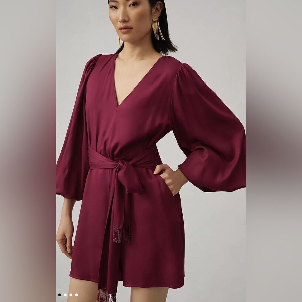 FARM Rio Anthropologie Beaded Bell Sleeve Romper NWT